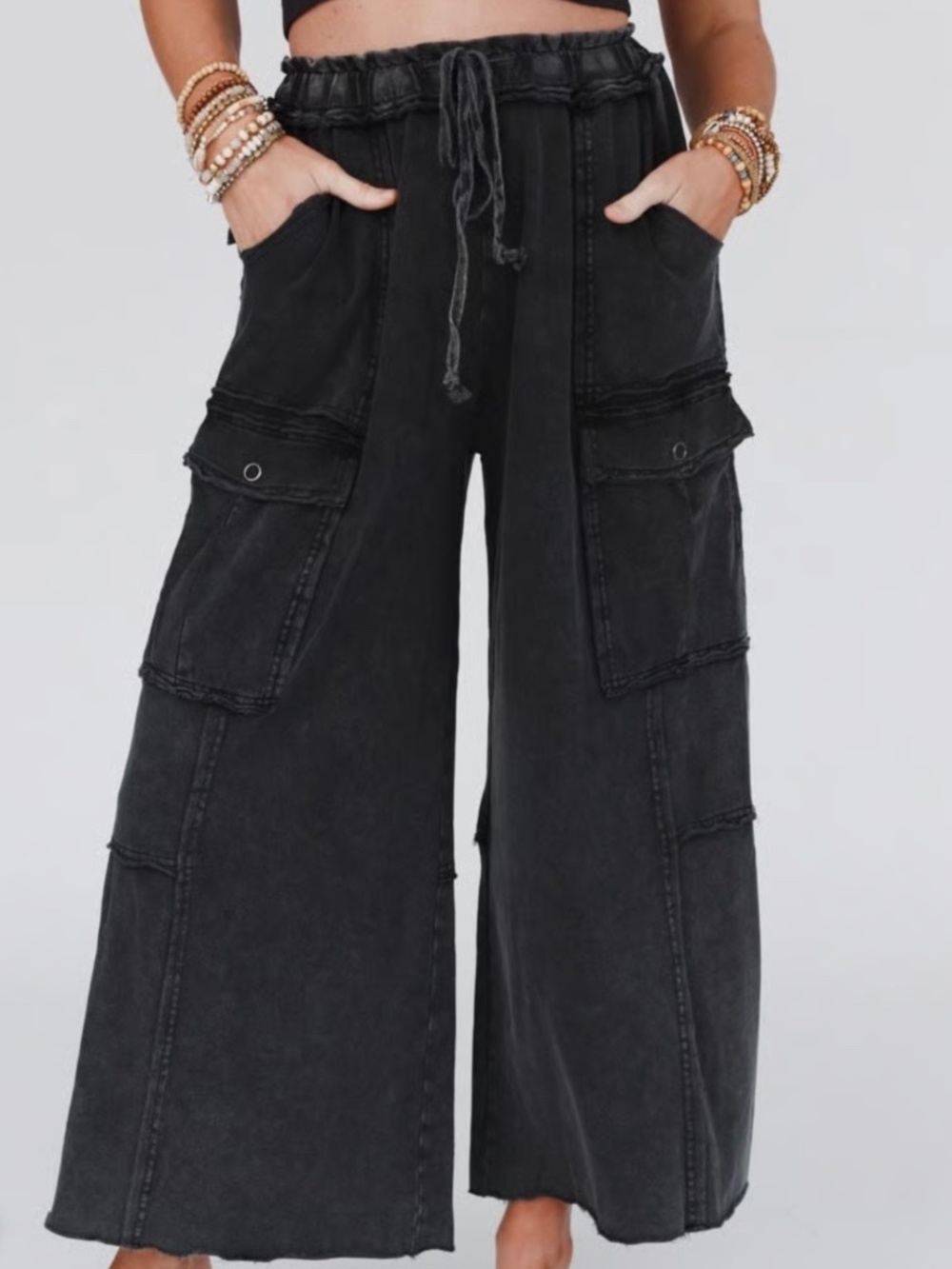 Three Bird Nest Game On Cargo Wide Leg Pants